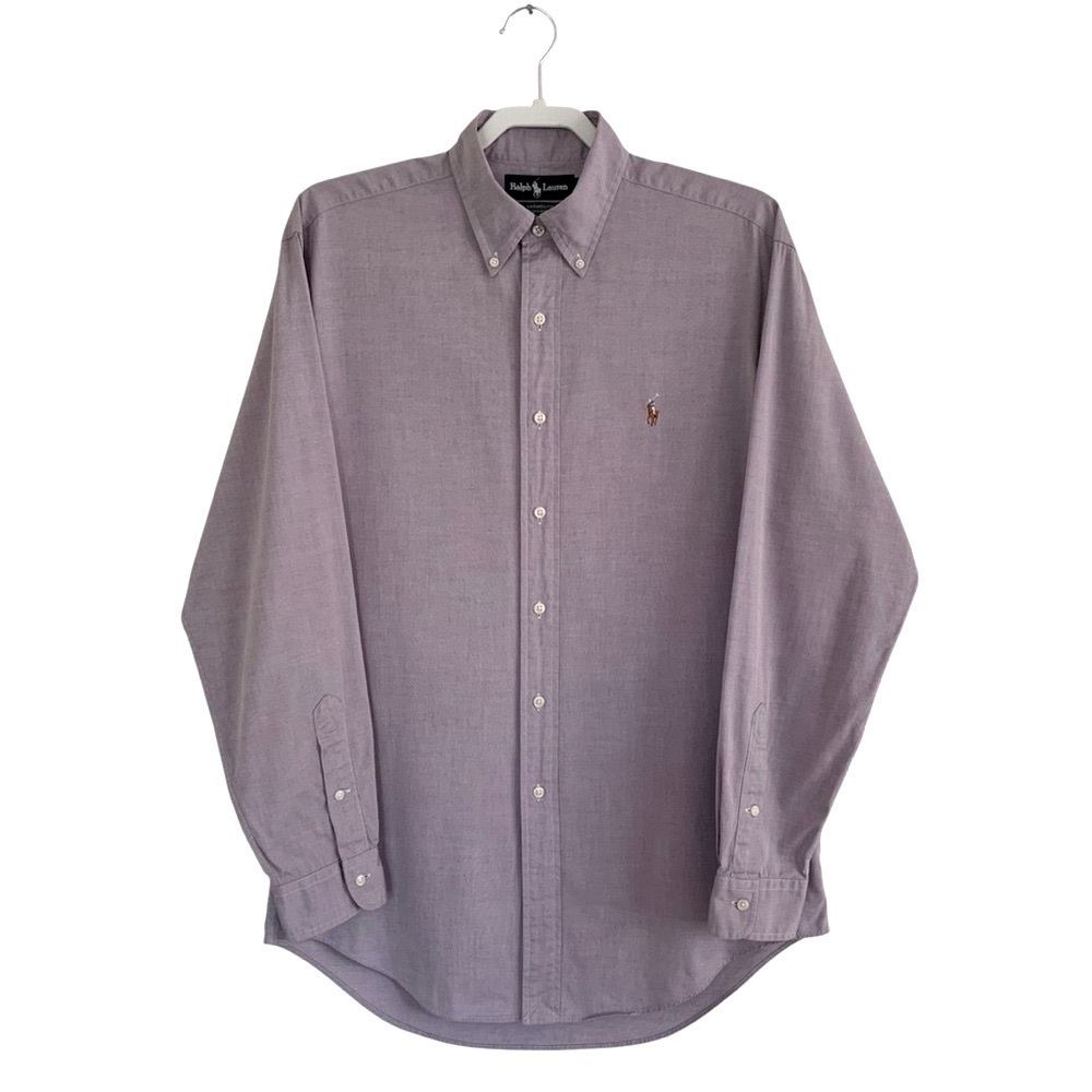 Ralph Lauren Lavender “Yarmouth” 100% Cotton Pinpoint Oxford Shirt - Picture 3 of 10